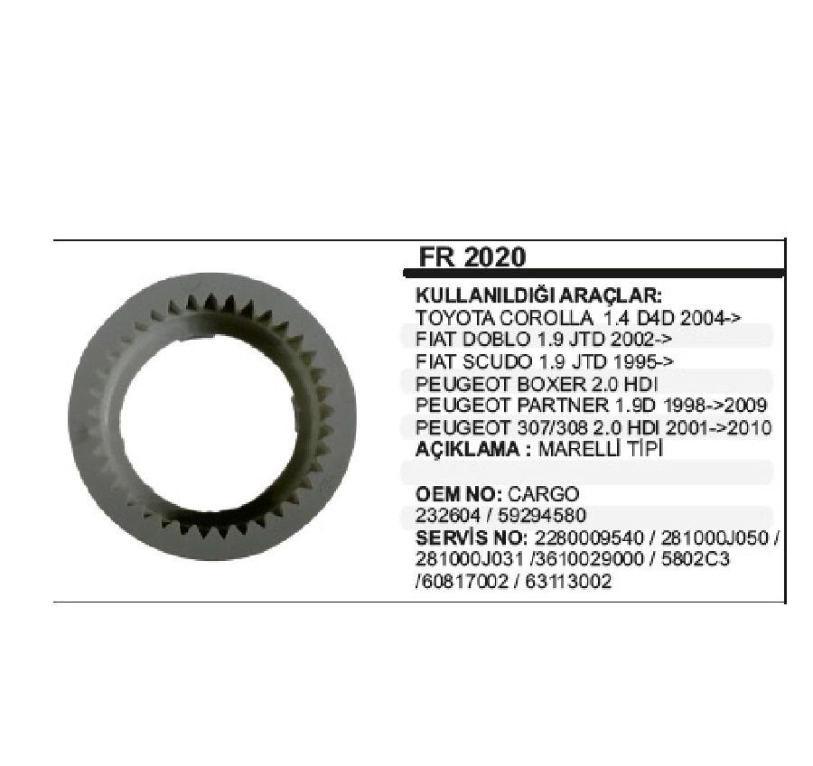 Redüktör Fiberi Marelli Tipi. Corolla, Doblo, Scudo 1,9, Peugeot Partner 307-308 2,0 HDI | OEM FR2020