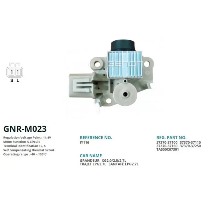 Alternator Konjektor 12V Hyundai Sonata - Coupe - Santa-Fe (L, S) | GENON GNR-M023 | OEM 0K2A2-18-W63