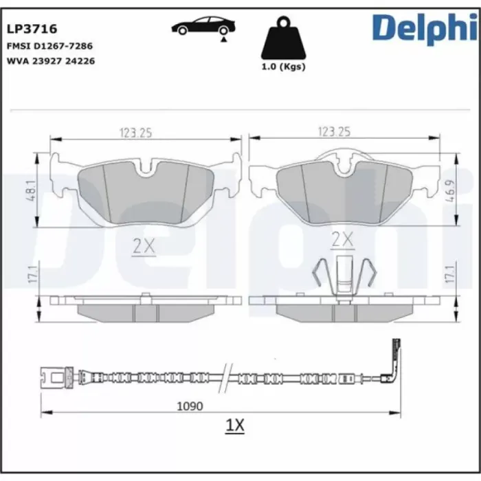 Fren Balatasi Arka (Kulakli) BMW E87 E90 X1 E84 | DELPHI LP3716 | OEM 34212409257 34216774692 34121288891