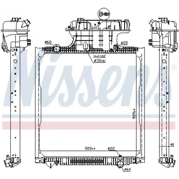 Motor Su Radyatoru MAN TGX TGS D2066 TGA 18.480 D2876 02> / (Cerceveli) (Mt) Yuksek Kabin | NISSENS 62873 | OEM 81061016520 81061016512