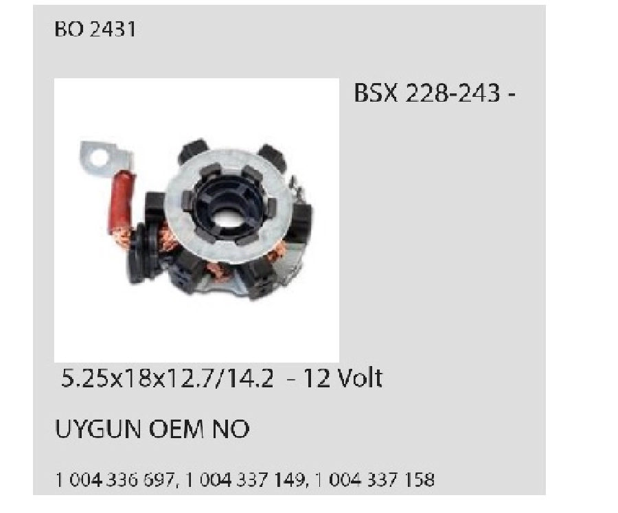 Marş Kömür Yuvası Transit 2.2 TDCI 2011-2014 Start Stoplu (6 Kömür) (Uygun Kömür: BSX228, 243) | OEM BO2431