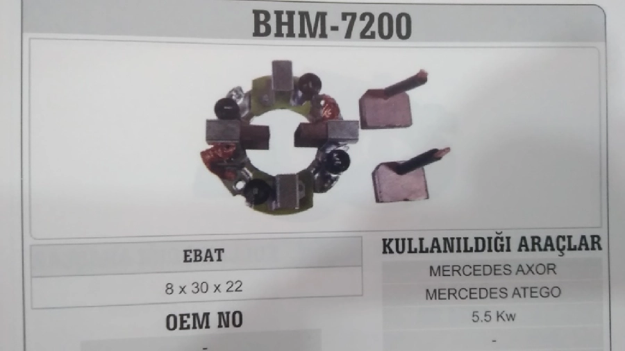 Marş Kömür Yuvası - Mercedes Axor, Atego, Actros 20171 | OEM BHM7200