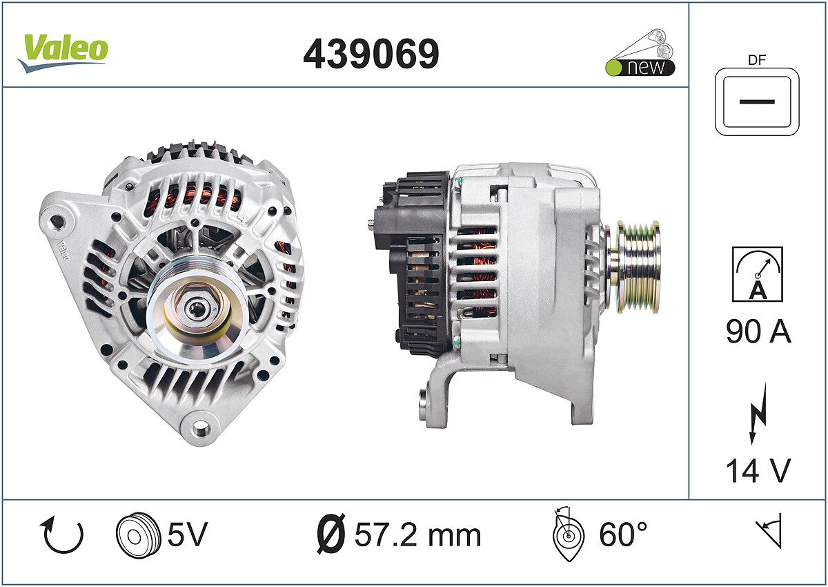 Alternator 12V 90A Audi A4 A6 1,6 / 1,8 | VALEO 439069 | OEM 058903018 058903018 058903018 X