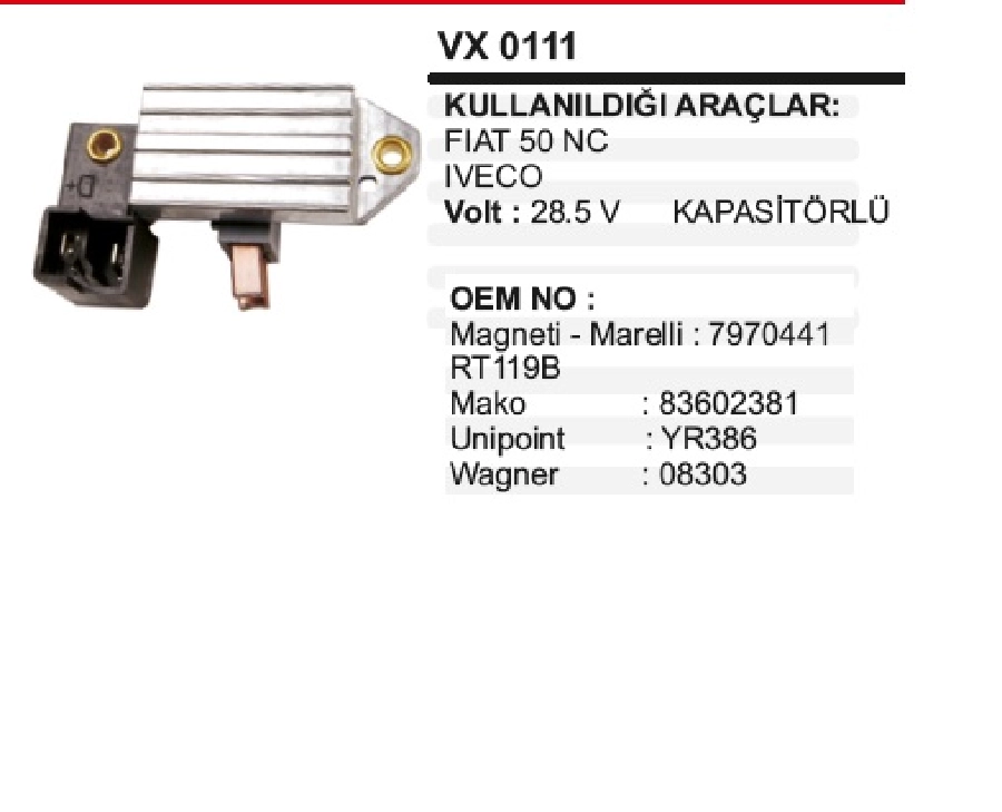 Konjektör Kömürlü Mako Tipi 24V - 35NC-50NC | OEM VX0111