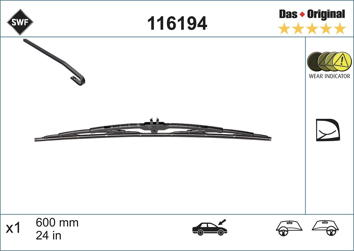 Silecek Supurgesi 600MM (Ad) Transporter T5 (Swf) | VALEO 116194 | OEM SWF116194