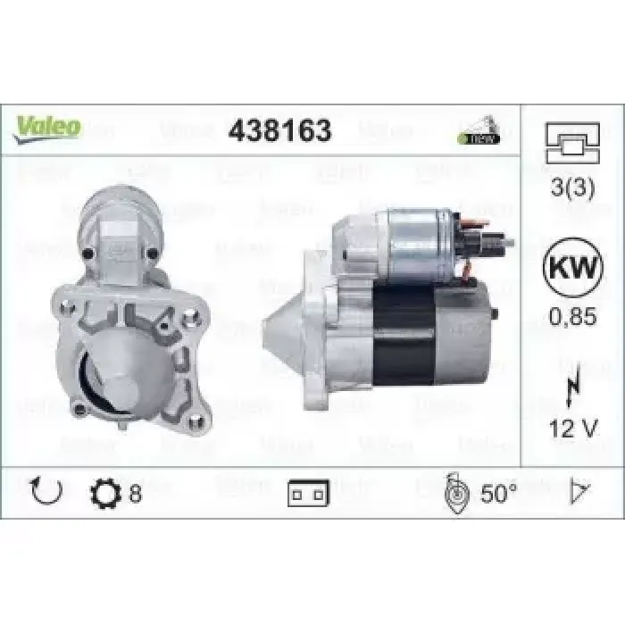 Mars Motoru 12V 8 Dis D7E27 47 TS10E3 Renault Megane I II 1,6 Clio I | VALEO 438163 | OEM 7711135335 7711135335 7711135849 8200182178 233004003R 7711135849 8200182178 233004003R