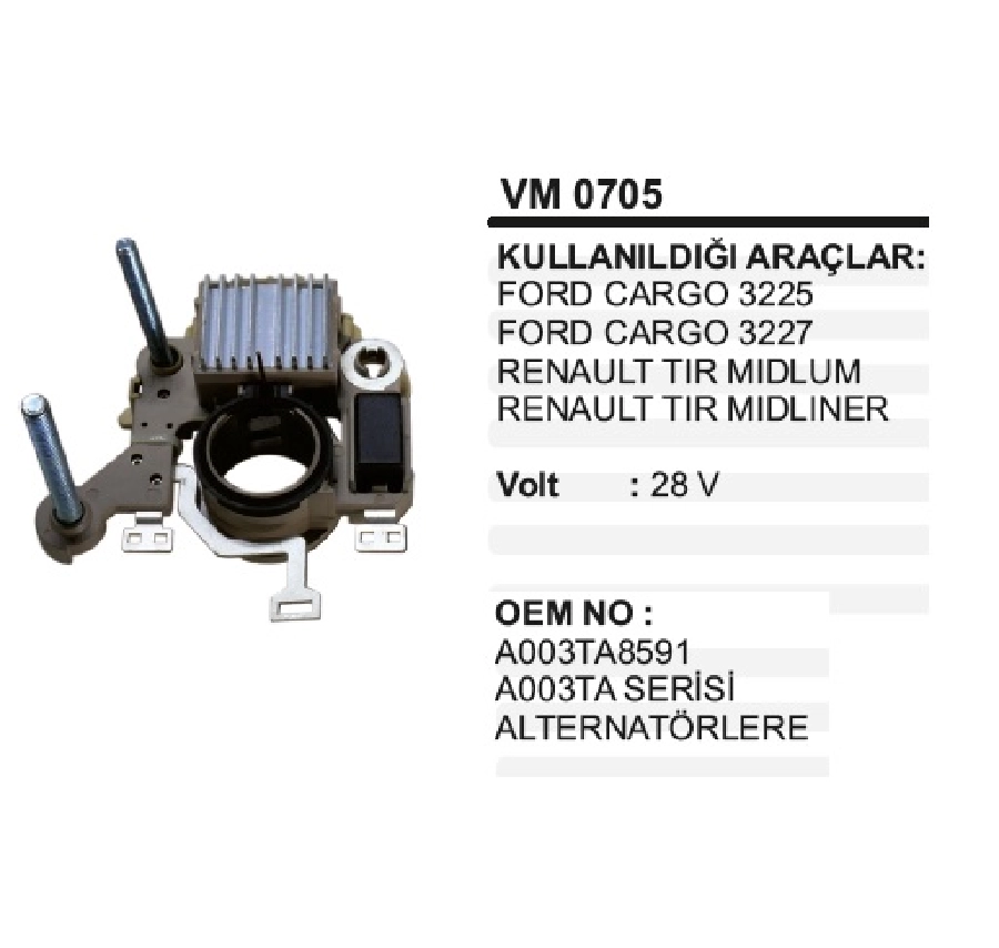 Konjektör Mitsubishi. Tip 24V Ford Cargo 3225, 3227 Renault Tır Midlum-Midliner | OEM VM0705
