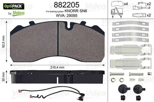 Disk Fren Balatasi Iveco Eurocargo Tector (Iveco Sensorlu) / (19,5 Tekerlek Icin) | VALEO 882205 | OEM 2992336 2996468 203121500 K056758K50 500055019 203121600 81508205082 81508205093