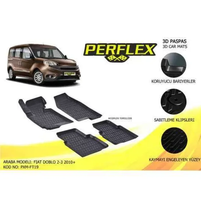 Paspas 3D Havuzlu 10-Mat Doblo 2 10>15 | PERFLEX PXM-FT19
