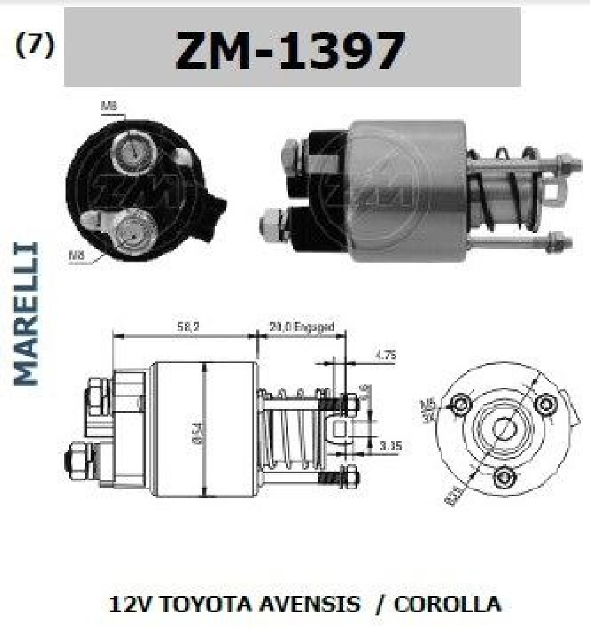 Marş Otom. 12 V Toyota Avensis 97 Corolla 2002 | OEM ZM-1397