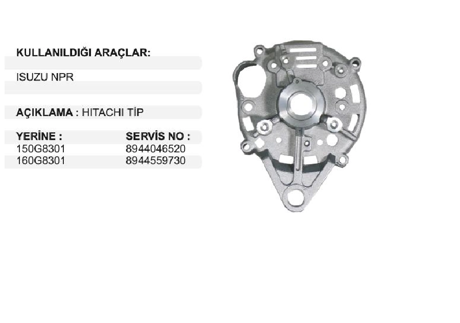 Alternatör Arka Kap. - Isuzu Npr Nkr | OEM XDK140