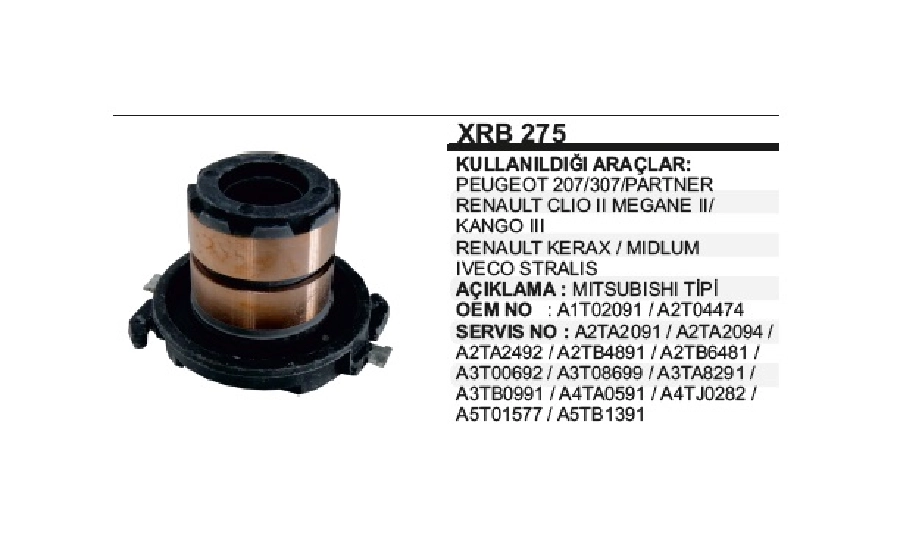 Rotor Bakırı Mitsubishi. Tipi Peugeot Partner 207-307, Renault Clio 2-Megane 2-Kango 3 - Kerax-Mıdlum, İ | OEM XRB275