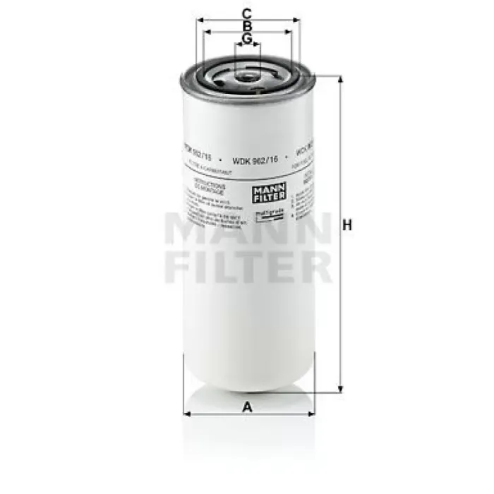 Yakit Filtresi DAF XF95 97>02 / Iveco Eurostar 440 00>02 Eurotech 440 98> Eurotrakker 99>04 | MANN WDK962/16 | OEM 2991585 500039729 500054588 1328177