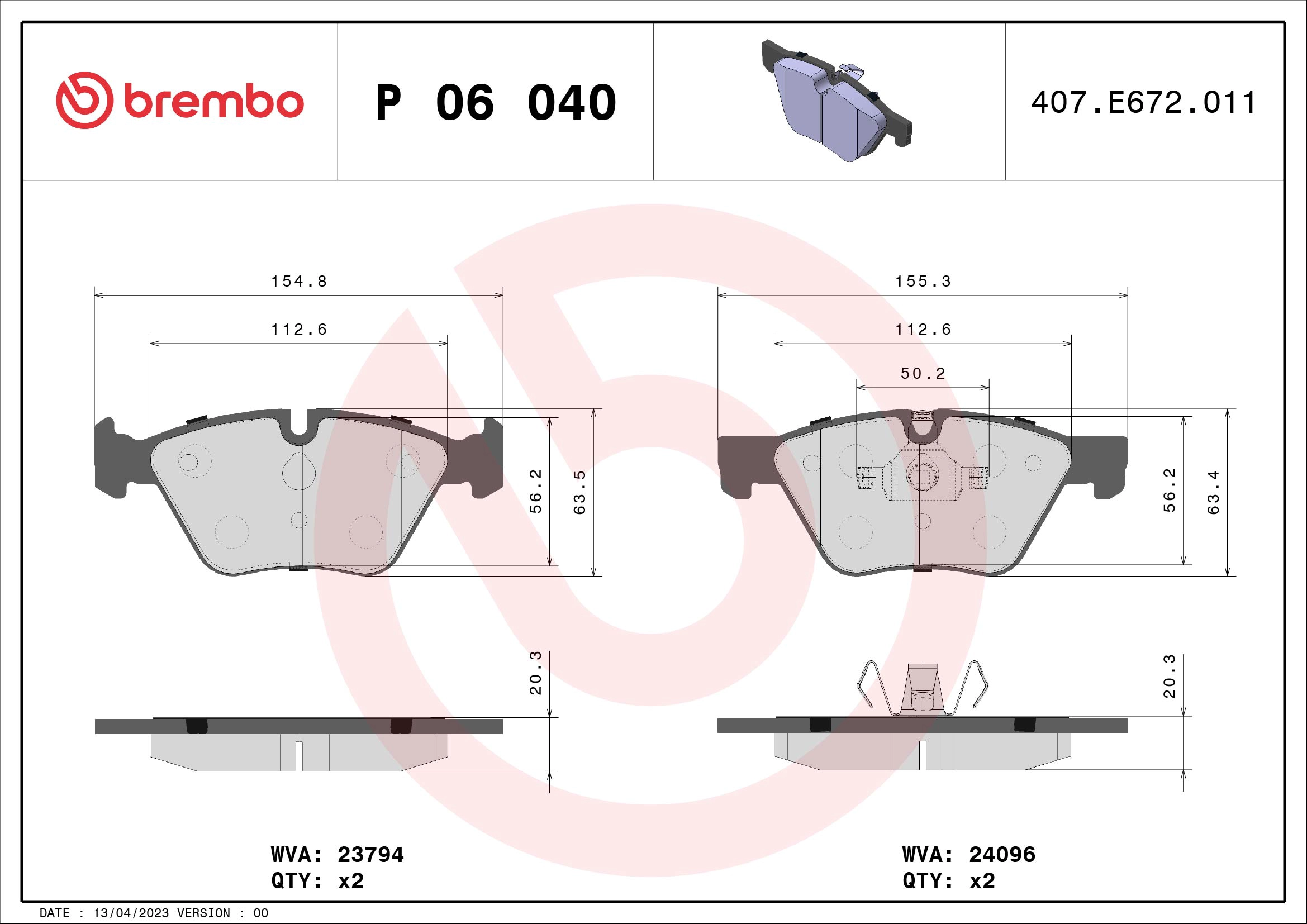 Fren Balatasi On Bmw E81 E82 E87 E88 E90 E92 E93 | BREMBO P06040 | OEM 34116777772