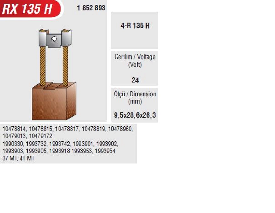 Marş Kömürü 24 V | OEM RX135H