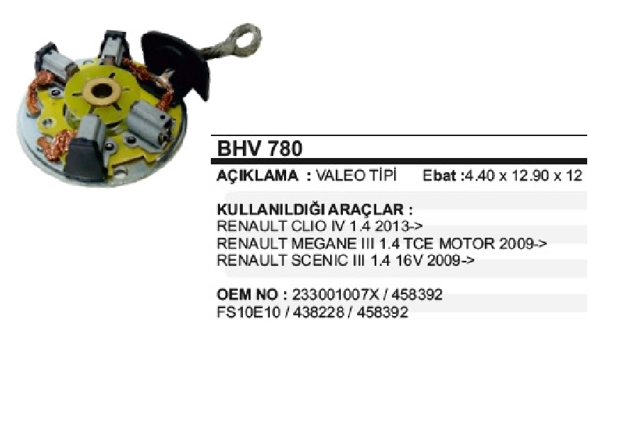 Kom Yuva Valeo FS10 Renault Megane, Scenic | OEM BHV780