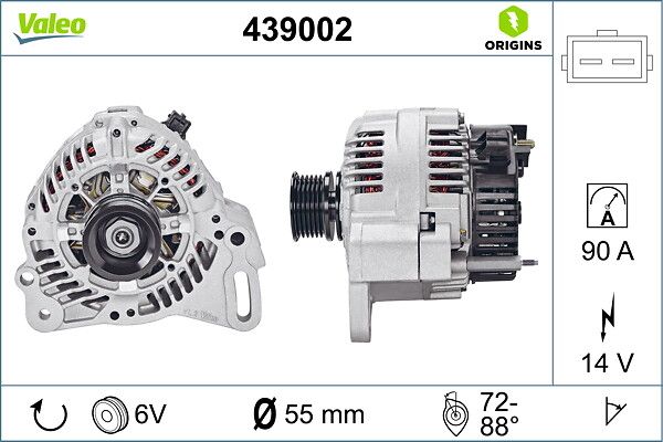 Alternator 12V 90A A13VI123 98A | VALEO 439002 | OEM 028903025P