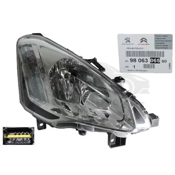 Far Sag Sinyalli Motorlu Ampullu (H4) Berlingo 2012> | PSA 9806306580 | OEM 9806306580