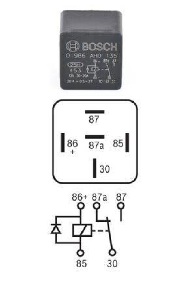 Röle 12V 5 Pınlı Braketsız Mini | OEM 0986AH0135
