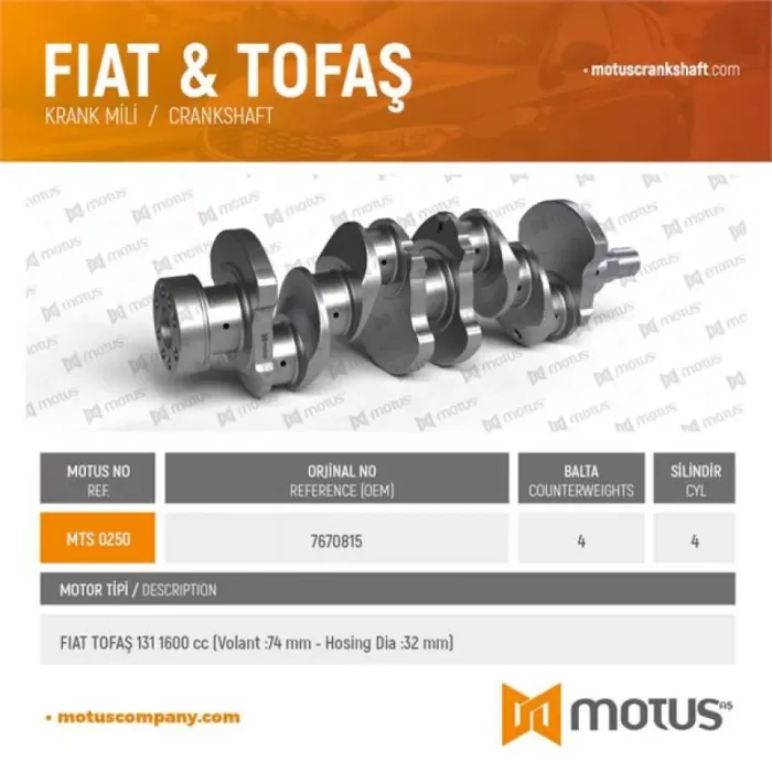 Krank M131 1,6 | MOTUS 250 | OEM 7670815K