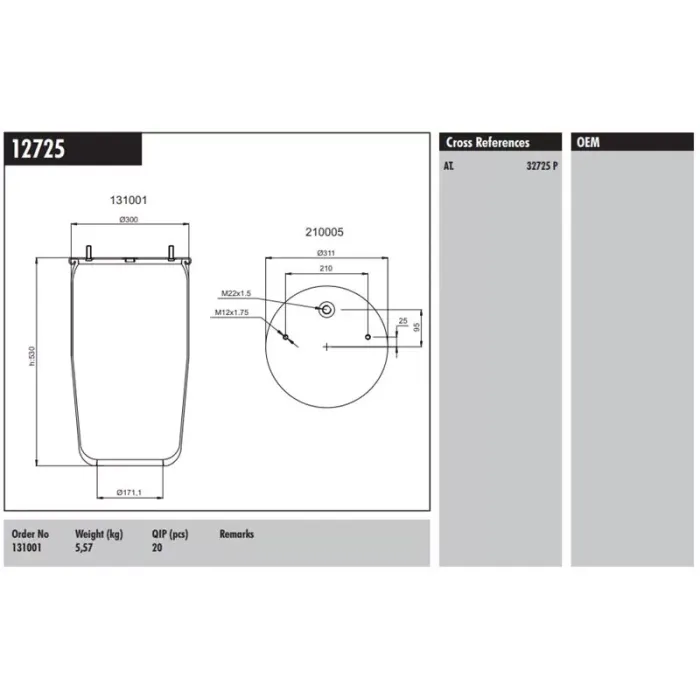 Dingil Korugu (Pistonsuz) - Dorse / Römork | CONNECT MD 12725 | OEM 130001 32725 P