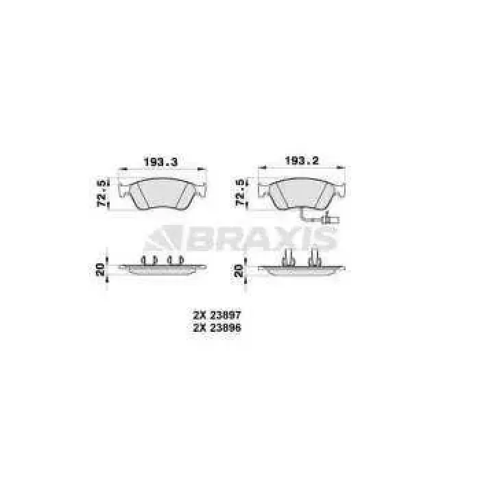 On Fren Balatasi Fisli Audi A8 Quattro 3.7 / 4.2 03> | BRAXIS AB0320 | OEM 4E0698151 4E0698151A 4E0698151B