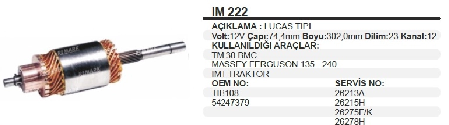 Marş Kollektörü İnce Frz Lucas Titpi (379) - Tm 30 BMC*MASSEY Ferguson 135,240, Imt Traktör | OEM IM222