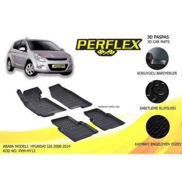 Paspas 3D Havuzlu 10-Mat Hyundai I20 2008-2015 | PERFLEX PXM-HY12