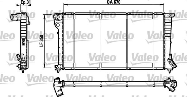 Radyator P306 II Partner Xsara Berlingo 1,9D (Ac+Mek) / (670X377,5X34) | VALEO 732577 | OEM 1331CW 1331CW 1331EQ 1331EZ 1331EQ 1331EZ