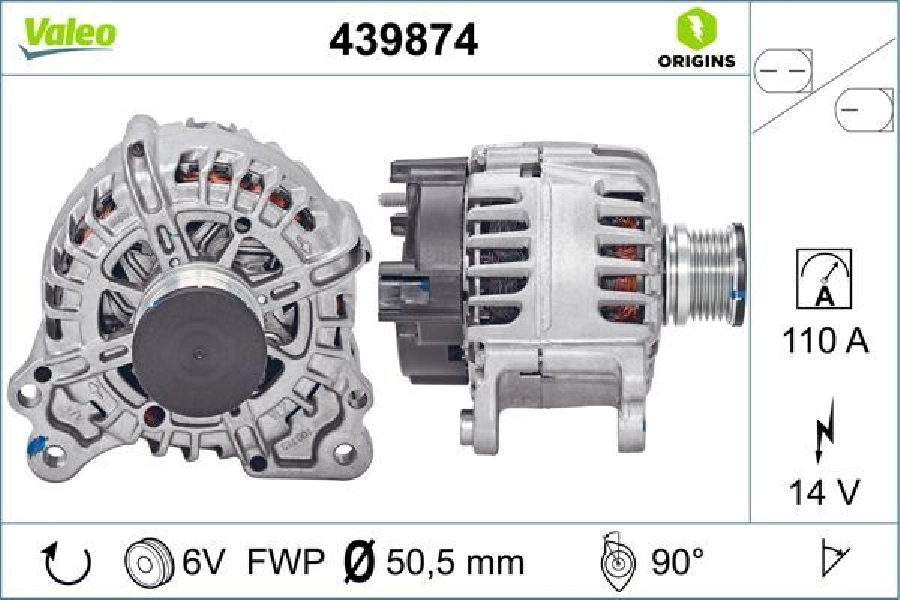 Alternatör 14V 110A Golf 7 Tıguan T-Roc A1 Ateca Leon Toledo Kodıaq Octavia Rapid Yetı 2013 ve sonrası | OEM 439874