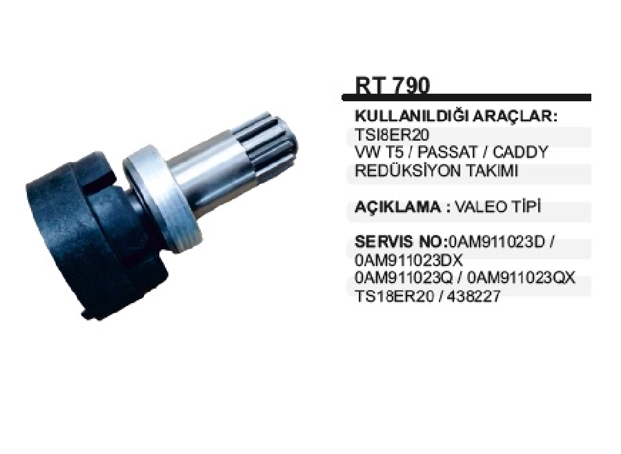 Redik. Tm. Takım + Dişli 12 Dişli CCW Ters Dönüş - Valeo T. TS18E VW T5, Passat, Caddy | OEM RT790