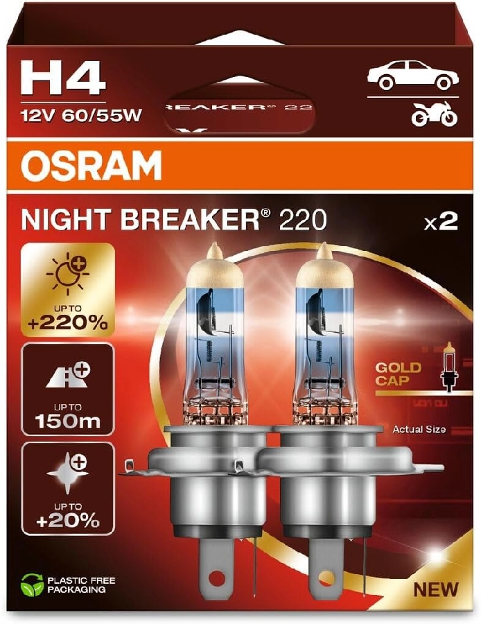Ampul (2 Adet) 12V H4 Nıght Breaker %220 Fazla Işık | OEM 64193NB220-2HB