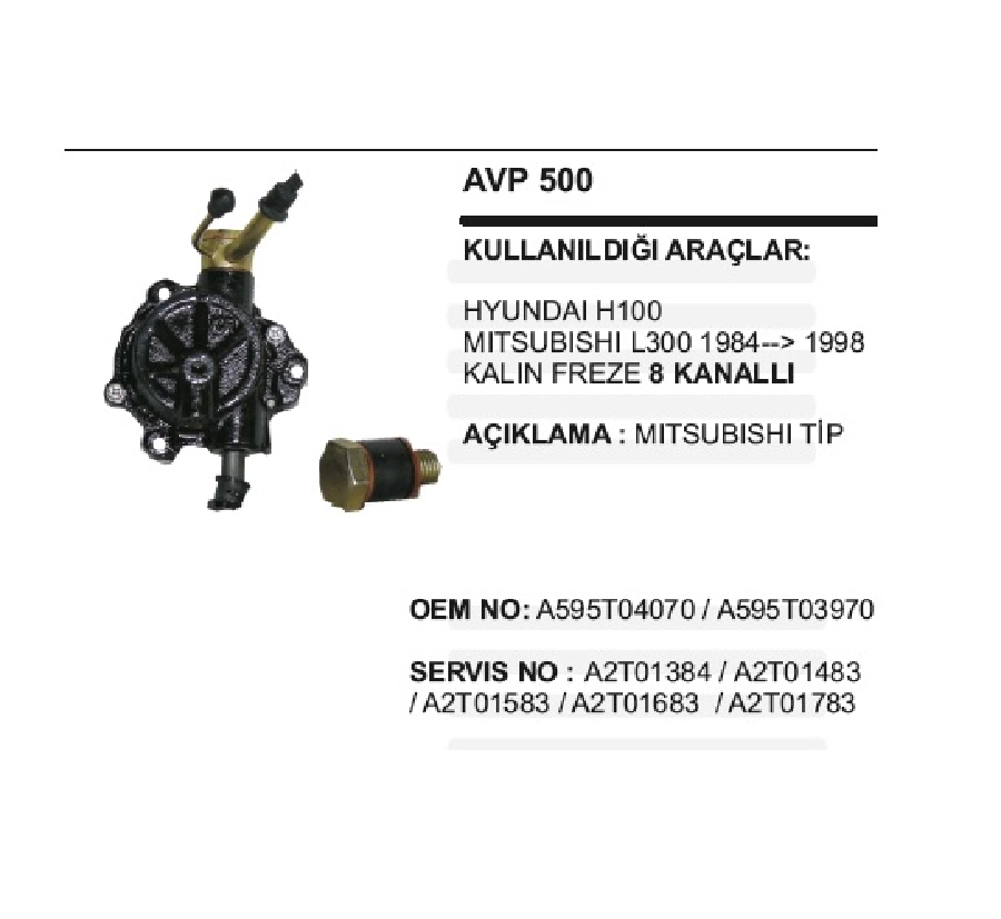 Alternatör Vakum Pompası P H-100 L300 -1998 ve sonrası K Freze | OEM AVP500