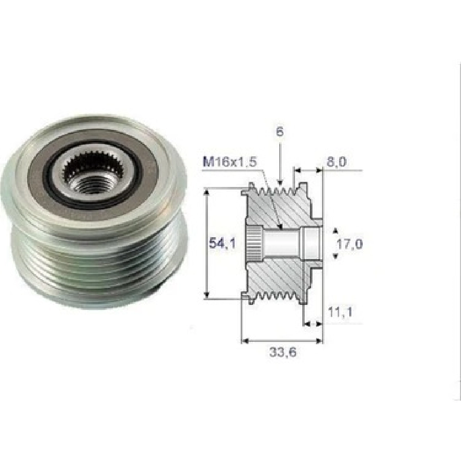 Alternatör Kasnak Bilyalı - Citroen Berlingo 1,6HDİ - 2,0HDİ 75BG - 90BG - 110 Wut 1102.0078 KSN91278 | OEM 588003