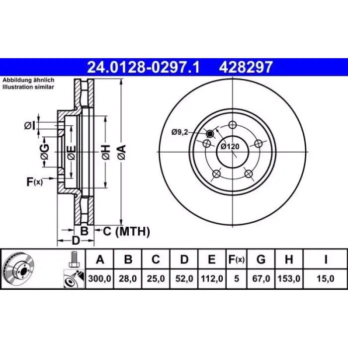 Fren Diski On Vito W447 14> | ATE 24 0128-0297 1 | OEM A4474210312