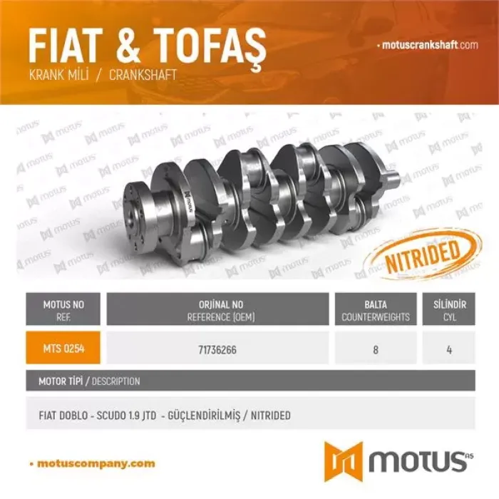 Krank Doblo 1,9JTD | MOTUS 254 | OEM 46473022 71736266