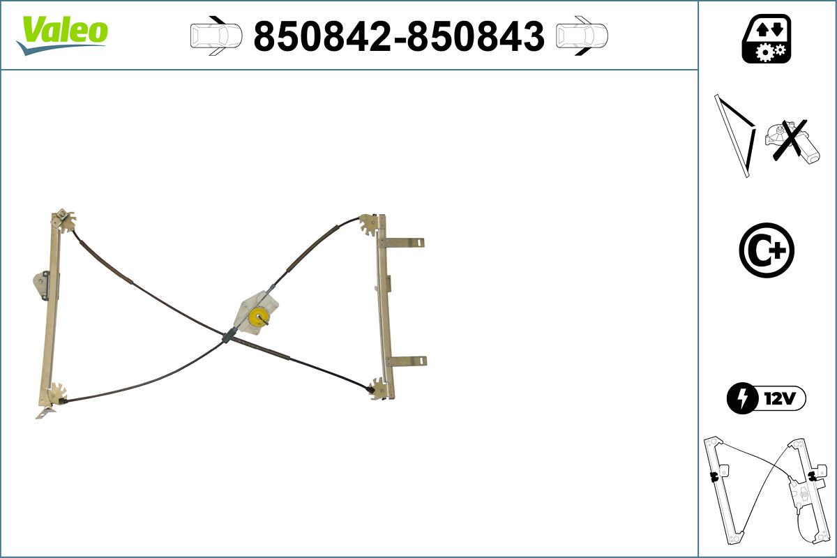 Cam Mekanizmasi Elektrikli On Sag P307 Coupe Cabriolet 1,6 / 2,0 03> Motorsuz | VALEO 850843 | OEM 9222N8 9222N8 9222V9 9222V9