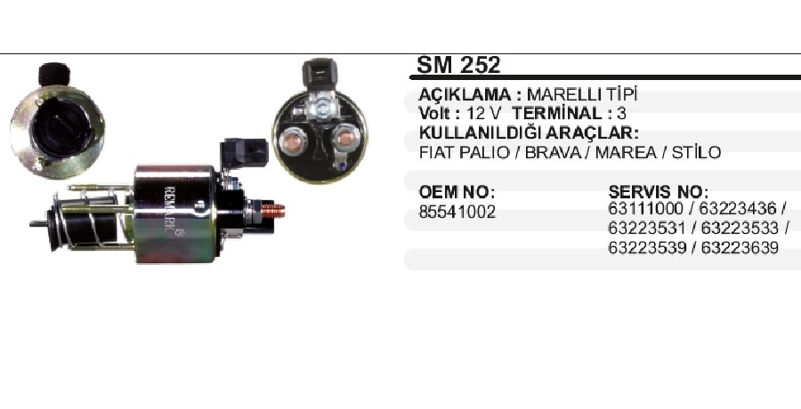 Marş Otom. 12V. Marelli Tipi - D0ĞAN-Kartal-Şahin-Tempra-Tipo-Palio, Brava, Marea, Stılo | OEM SM252