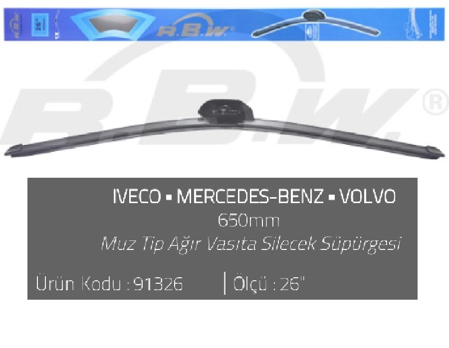Silgi Paleti U Kanca İçin Metal Adaptör 650mm Muz - Iveco: Euro-Cargo | OEM 91326