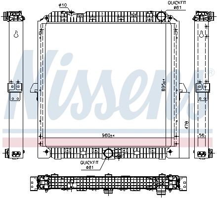 Motor Su Radyatoru Cerceveli Mercedes Actros MP4-5 11>/Antos 12>/Arocs 13> OM471-470-936 EURO6 | NISSENS 67192 | OEM 9605001001 9605002701
