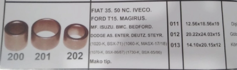 Marş Burcu (Takım) Bronz Mako Tip Bmm Otoyol Fiat 35.50 Nc. Iveco. Isuzu. Ford T15 Mf. Magirus. BMC. D | OEM 200-201-202