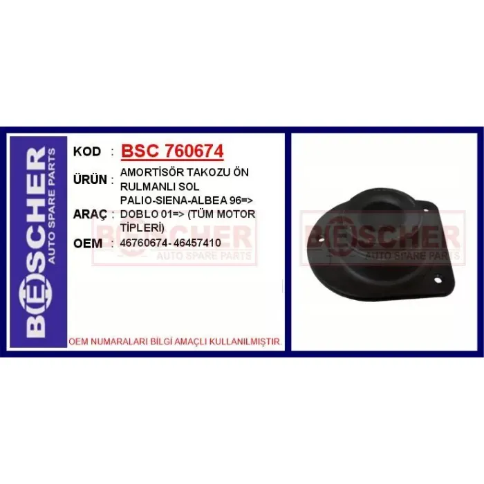 Amortisor Takozu On Sol Rulmanli Palio Siena Albea 96> Doblo 01> | BSC 760674 | OEM 46760674 46457410