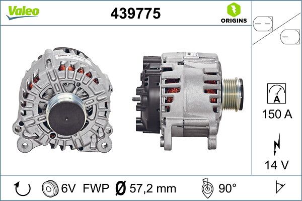 Alternator A4 A5 3,8 / 3,0 (439644) | VALEO 439775 | OEM 059903019C