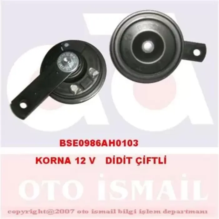 Didit Korna 12V 350 420HZ 105DB Siyah Set | BOSCH 0986AH0103