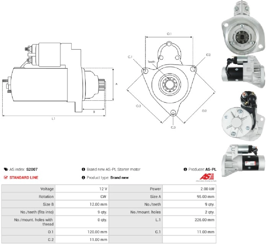 Marş Motoru 12V 9D 2,0 kW Hitachi Tip BMC Levend Nissan Motorlu | OEM S2007