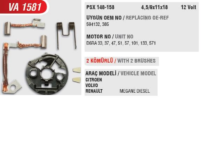 Marş Kömür Yuvası 2K Lü Şanzu Lı - Renault 19 Megane, Opel, Citroen Saxo, Peugeot D6RA 5-6-12-16-18-20-45-61 ( | OEM VA1581