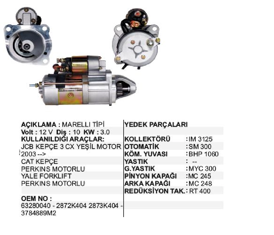 Marş Motoru Perkins Tip Jcb Kepce | OEM STR4600