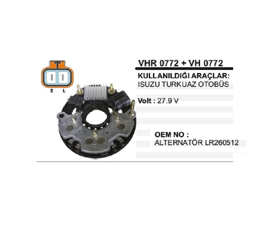 Konjektör + Diyot Tablası Set - 24V 80AMP Isuzu Turkuaz | OEM VHR0772+VH0772