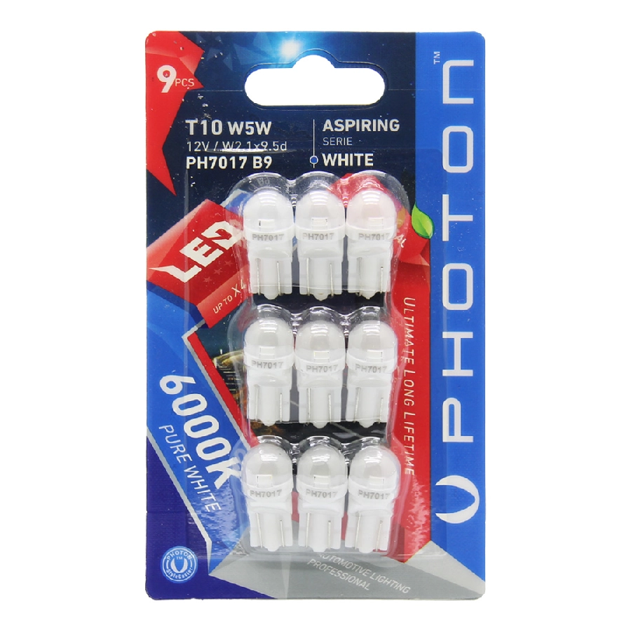 Ampul T10 5W 12V Dipsiz CANBUS 6SMD LED (9LU Paket) Paket | OEM PH7017B9