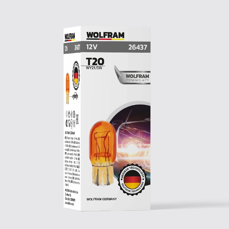 Ampul 12V T20 21, 5W W3x16q T20 Jumbo Dipsiz Çiftli Sarı ( U S A Park ) | OEM 26437